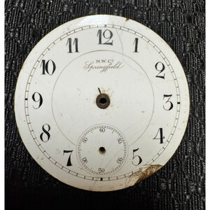 Springfield Watch Co. /M.W.Co Porcelain Enamel 18s Pocket watch Dial